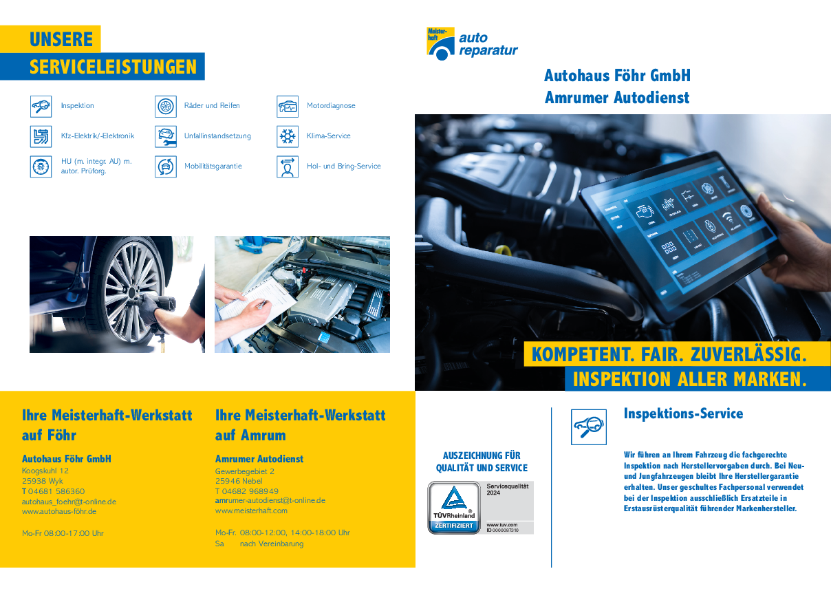 Werkstattprospekt von Autohaus Föhr GmbH Bild von Werkstattprospekt von Autohaus Föhr GmbH